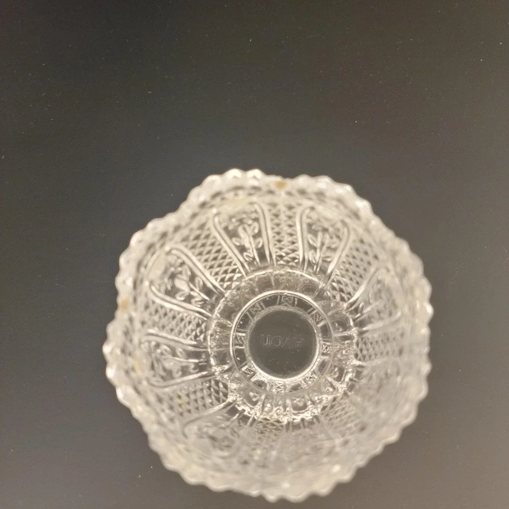 Vintage Avon 1876 Cape Cod Clear Glass Votive Candle Toothpick Holder Scalloped